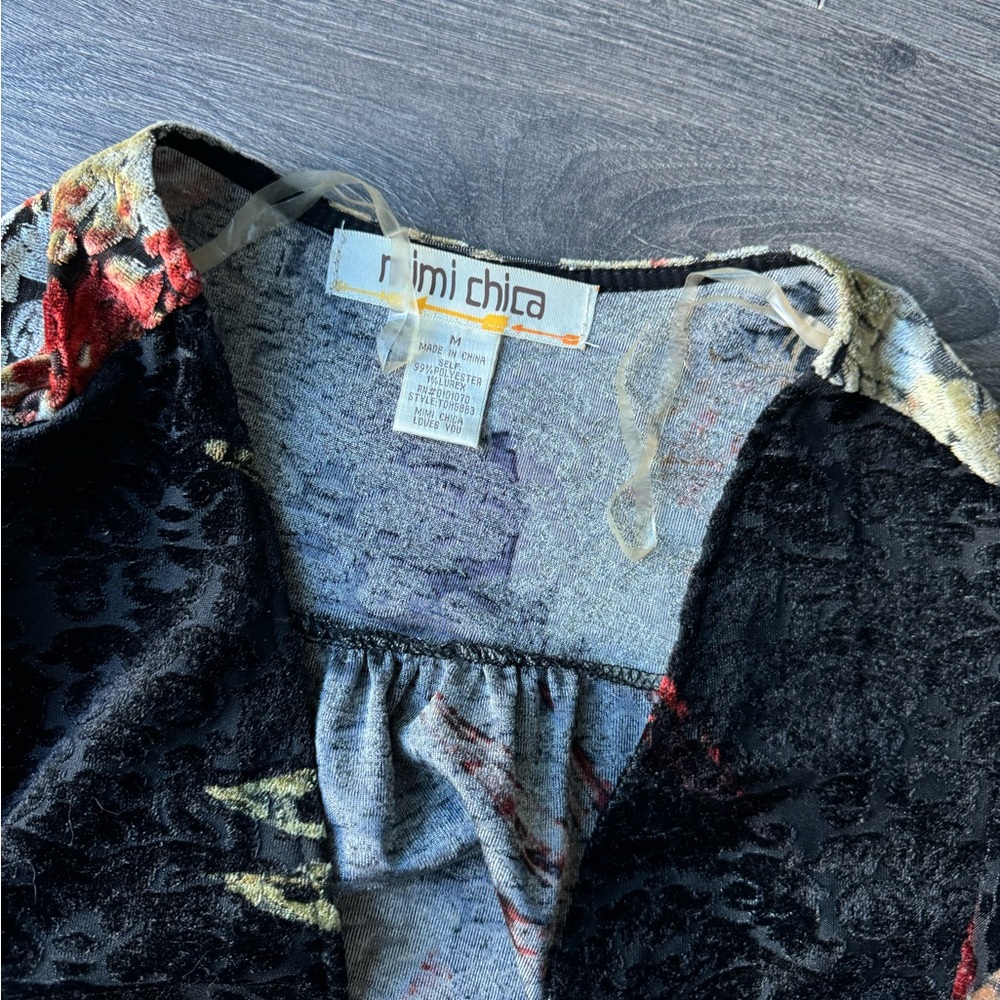 Velour Floral Print Duster Cardigan - Picture 6 of 7